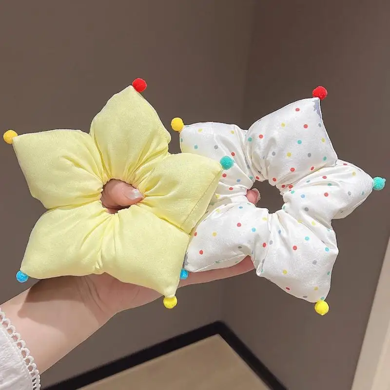 1 Stück Haargummis in Blumenform, kariert, Denim, glänzend, weicher Stoff für den täglichen Gebrauch, Partys, Schule, Mädchen, Haarstyling – Detail 7