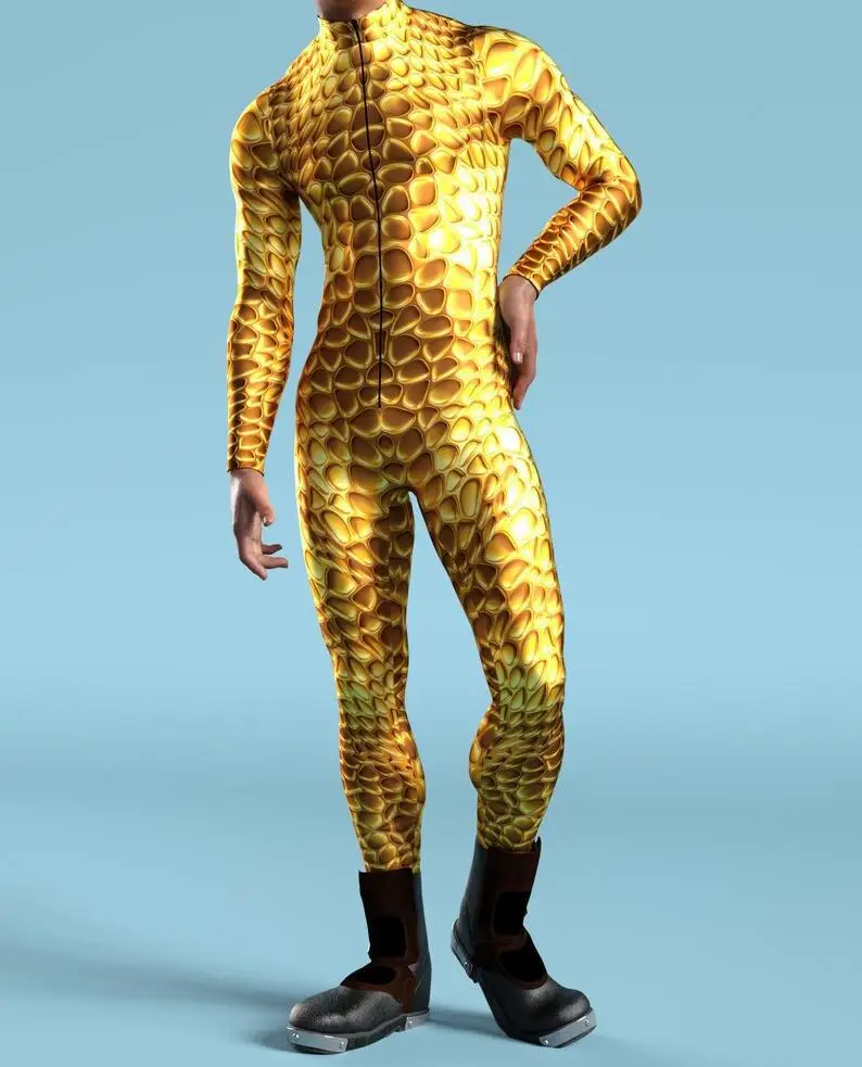 Halloween Herren Sexy Schlangenleder-Optik Cosplay Jumpsuit Tier-Bodysuit Festival Zentai-Anzug Themenparty Catsuits Rave-Outfits Neu – Detail 26