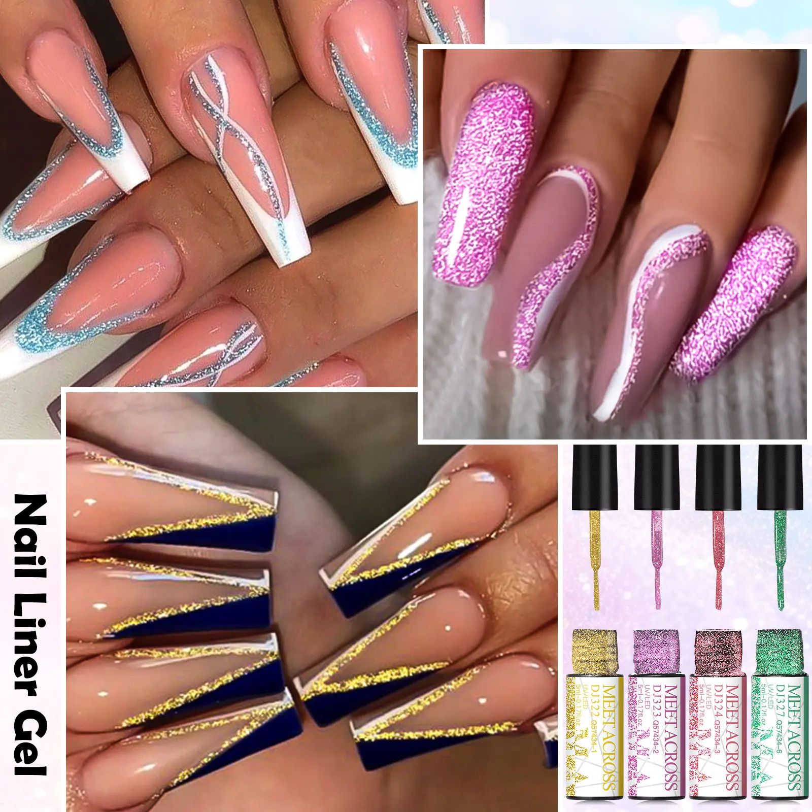 12pc Nail Liner Painting Gel Set Black White Drawing Nail Art Vernis French Style DIY Manicure Design UV/LED Semi Permanent