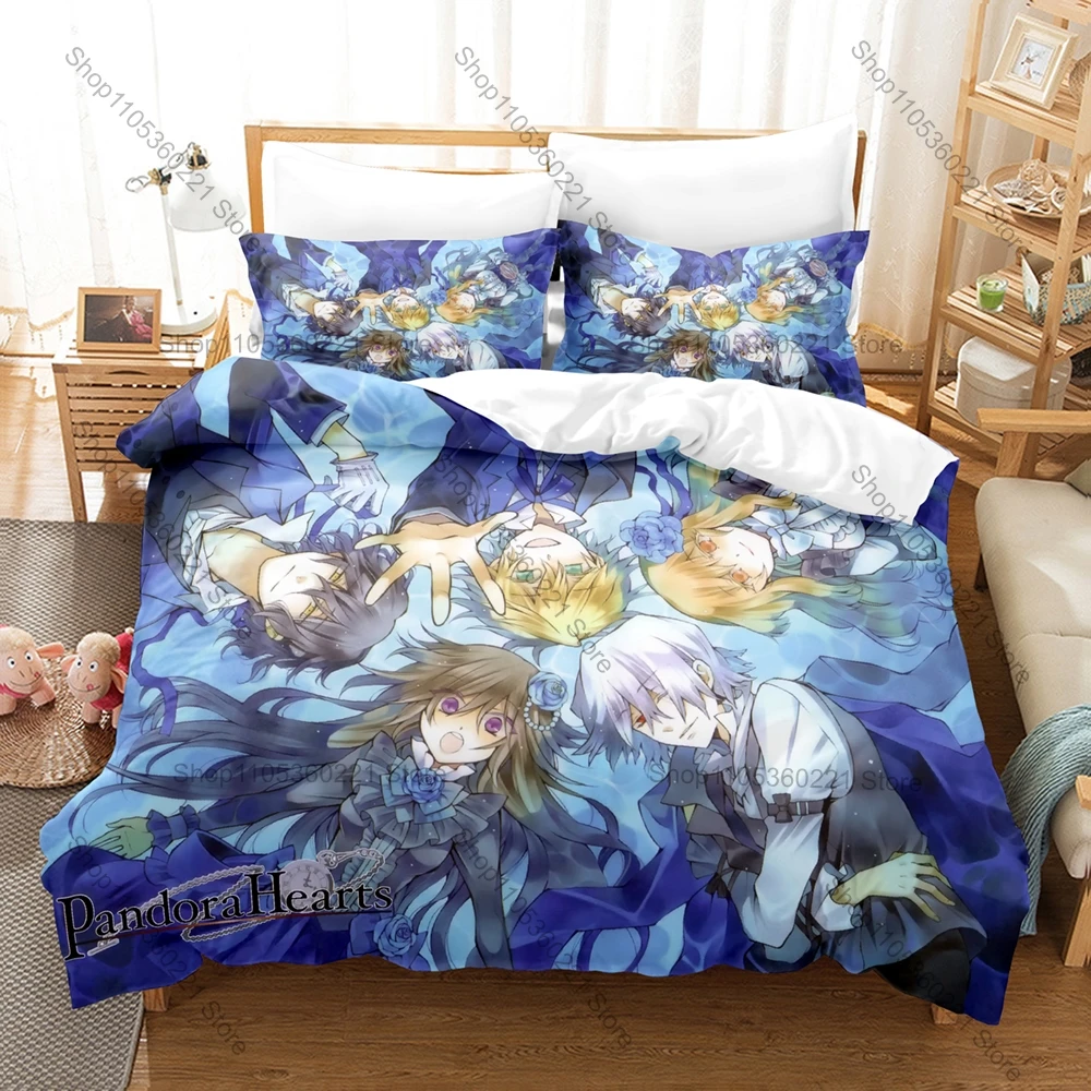 Pandora Hearts Art Print Duvet Cover + 2 Pillowcases, Vintage Fantasy Design Comfortable Bed Linens for Room Decoration