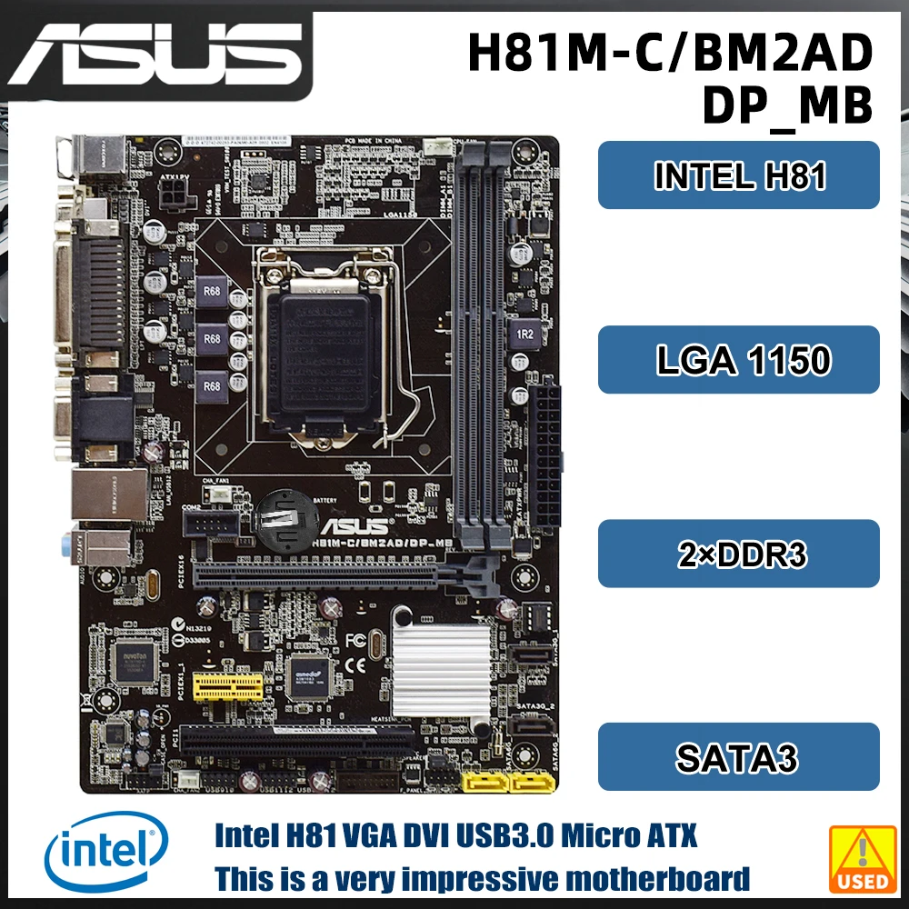 ASUS H81M-C H81M-C/BM2AD Motherboard LGA1150 DDR3 USB3.0 PCI-E X16 H81M-C/BM6AD Micro ATX support Core i3-4170 i5-4430 cpu cpu