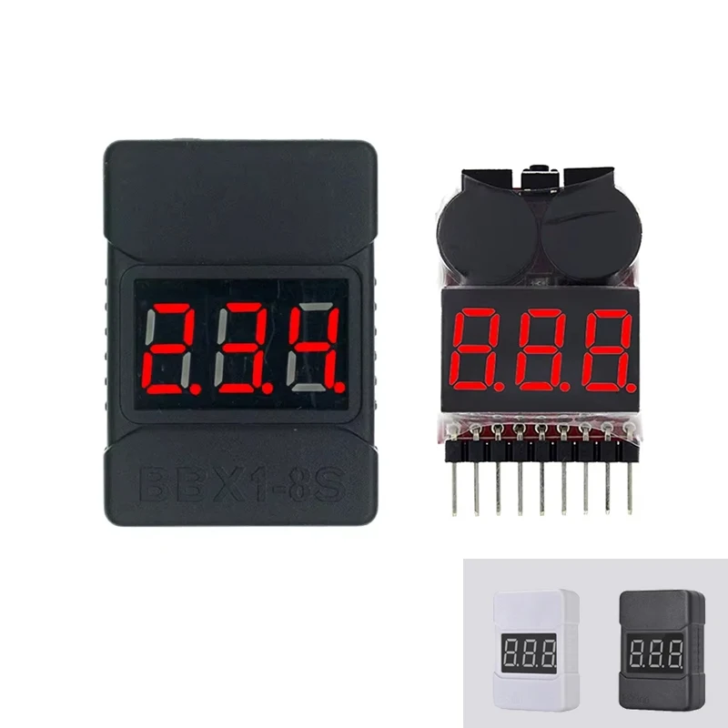 1-8S BBX1-8S 2IN1 Lipo Battery Voltage Tester / Low Voltage Emergency Alarm Battery Voltage Control Dual Speakers for Lipo LiHV