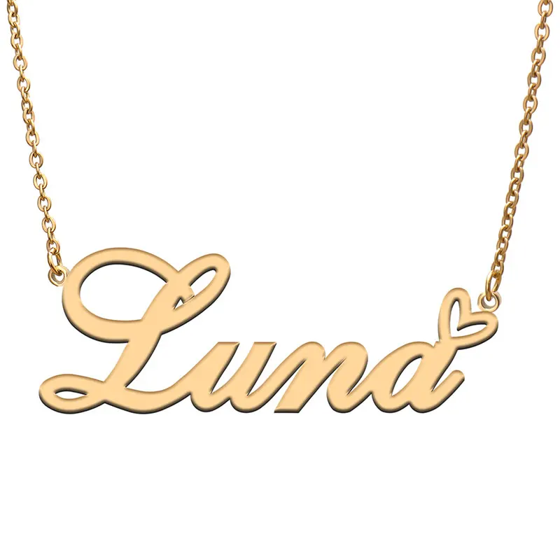 

Luna with Heart Name Necklace for Women Stainless Steel Jewelry Nameplate Pendant Collares Para Mujer Letters Choker