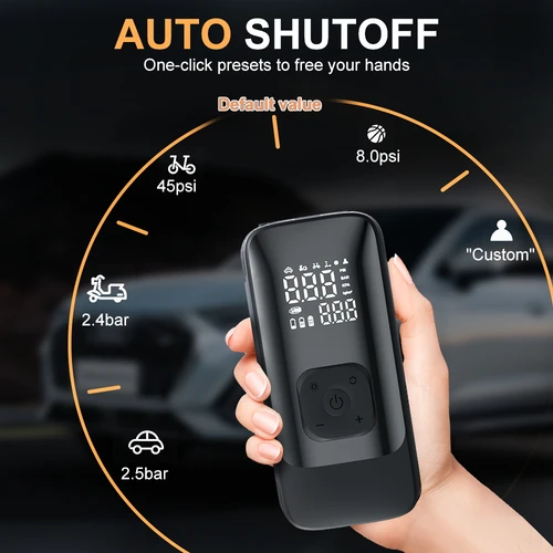 Imagen 2 del producto Inflador de neumáticos recargable YIJU, inflador de neumáticos digital inalámbrico para coche, motocicleta, bicicleta, balones, compresor de aire portátil.