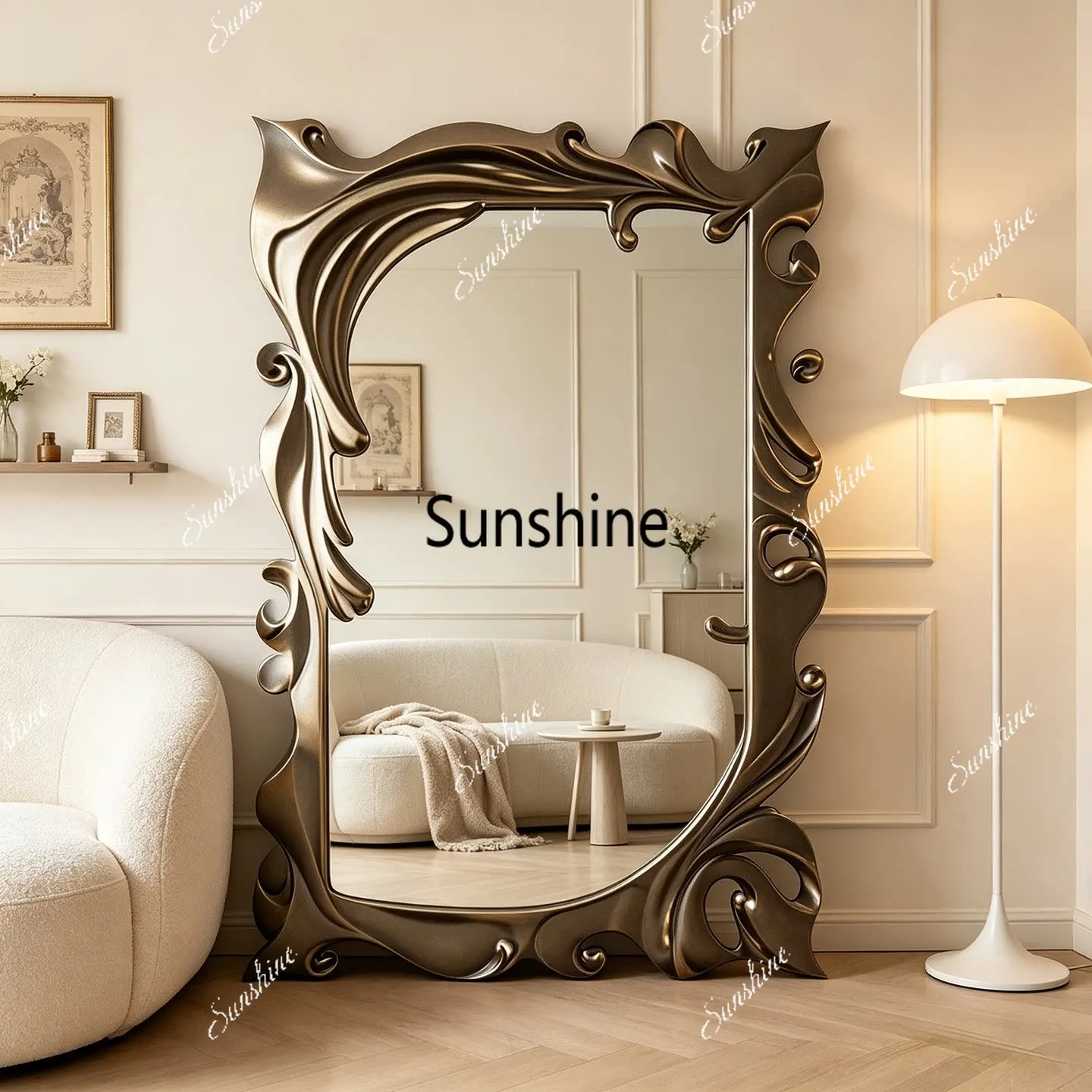 French floor-to-ceiling full-length mirror household special-shaped full-length mirror