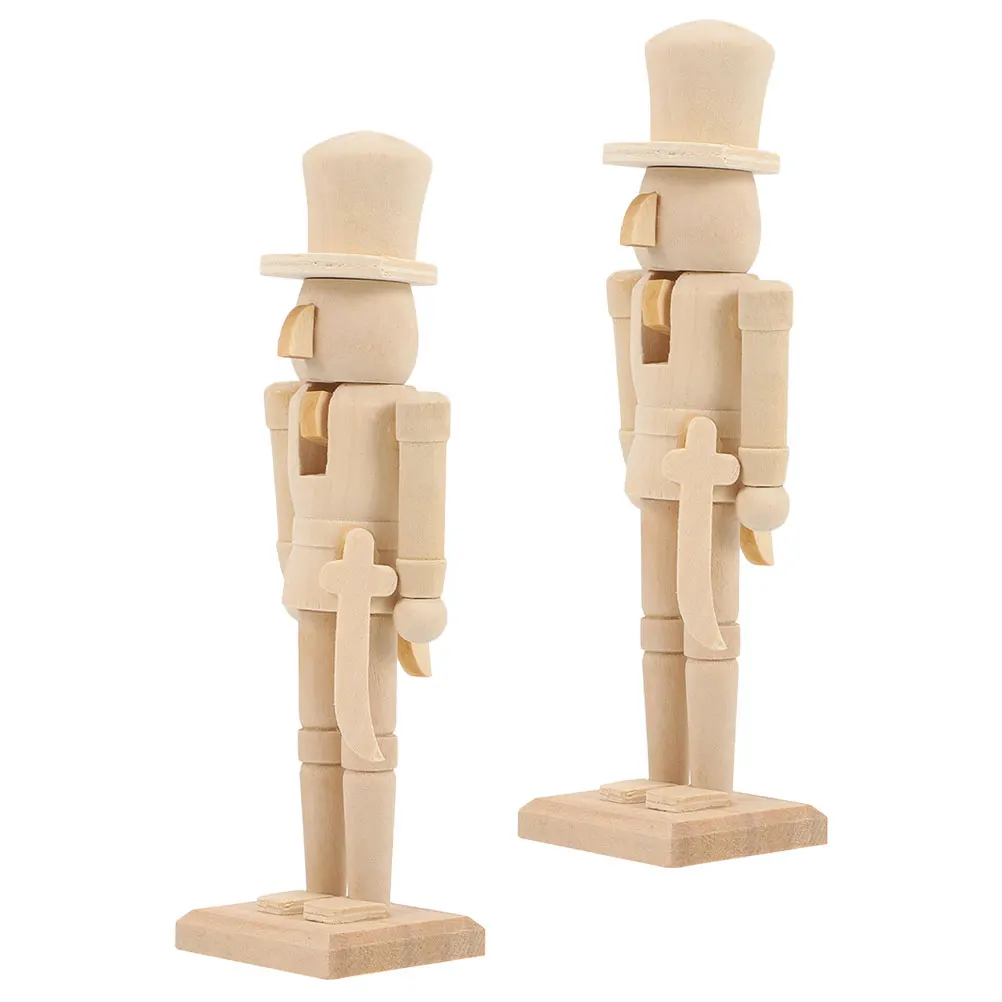 

2Pcs Unfinished Wooden Nutcracker DIY Craft Kit for Christmas Decoration Home Living Room Bedroom Decor Nutcracker
