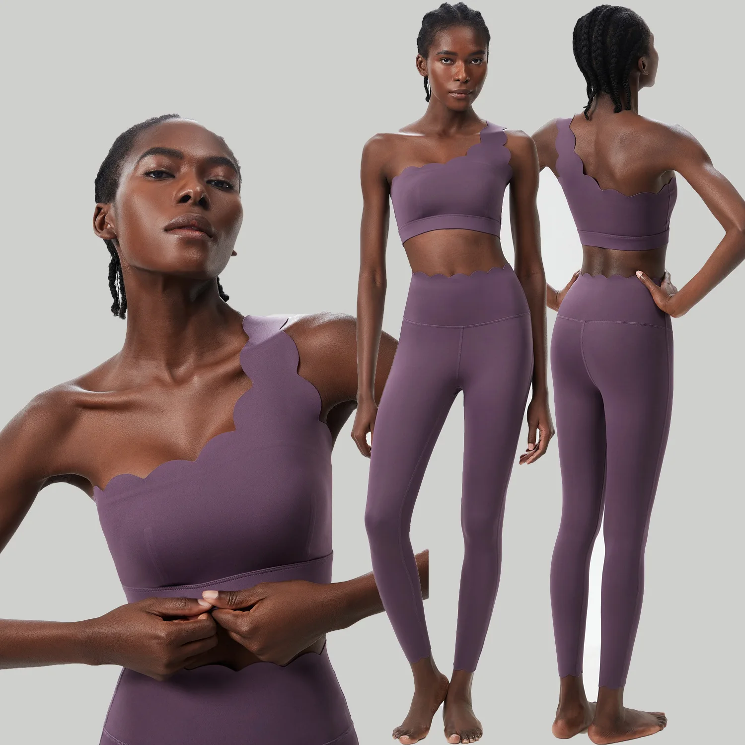 Women Solid Color Gym Suit Two Pieces Fitness Yoga Set Super Streth Slim Fit Running Sportswear Breathable Workout Clothes