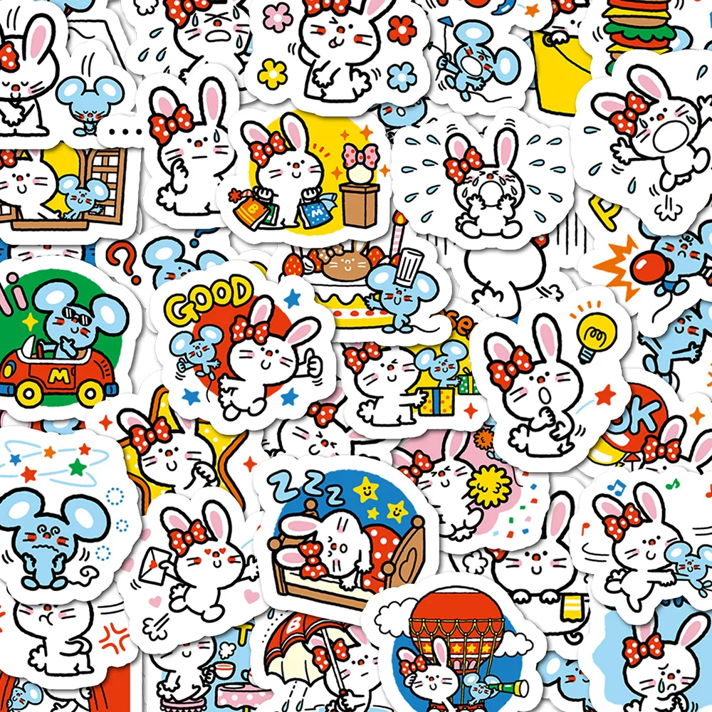 40pcs 귀여운 만화 토끼 & 매티 스티커 DIY 일기 노트북 전화 수하물 스케이트 보드 낙서 데칼 스티커 선물 장난감