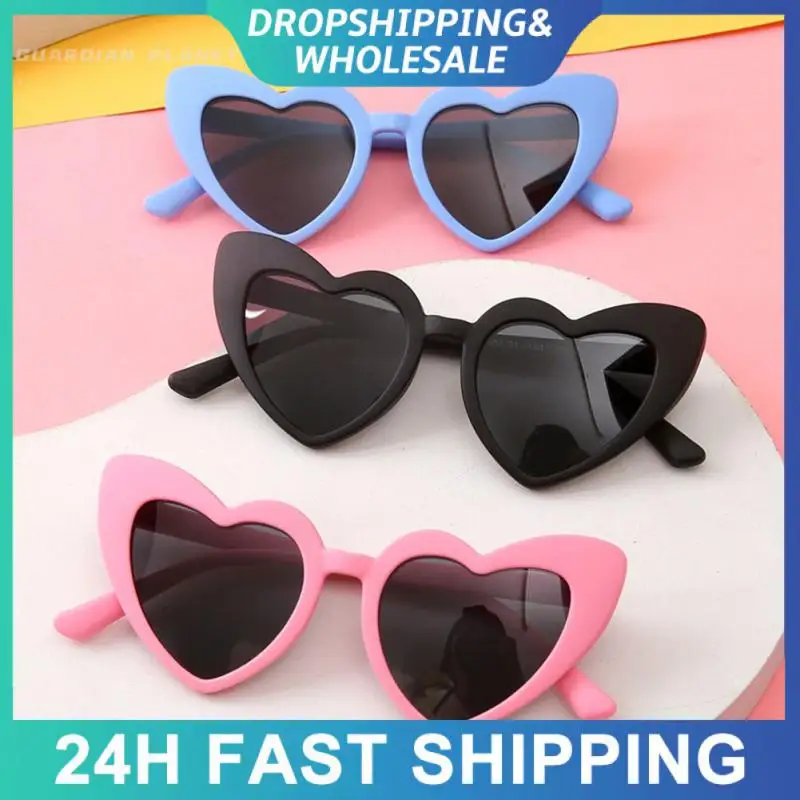 Kids Cartoon Heart-shaped Sunglasses Girls Boy Children Round Frame Polarized UV400 Sun Glasses Travel Hiking Party Eyeglass