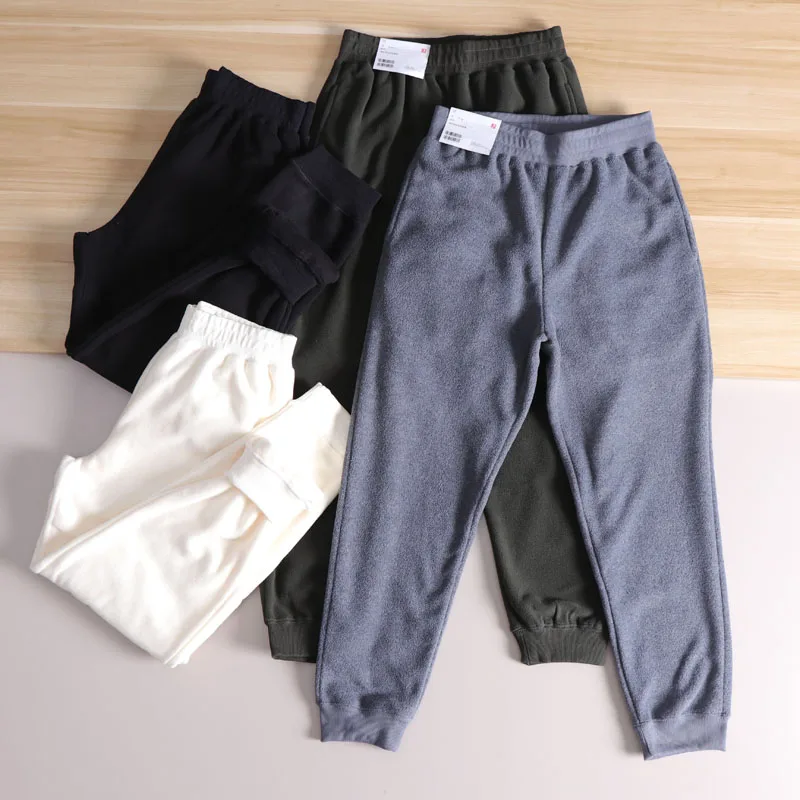 

Двусторонние мужские зимние спортивные брюки свободного кроя, повседневные брюки с эластичной резинкой на талии, модные прямые брюки, длинные городские брюки...