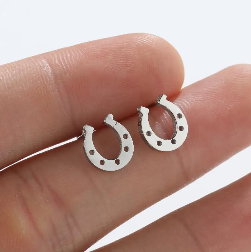 1 Paar Edelstahl U-Form Ohr stecker schwarz einfache Hufeisen Ohrringe für Damen schmuck