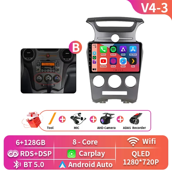 Auto Android Voor Kia Carens UN 2006-2012 5G wifi BT Draadloze Carplay Scherm Radio Stereo Multimedia Speler GPS Navigatie DVD