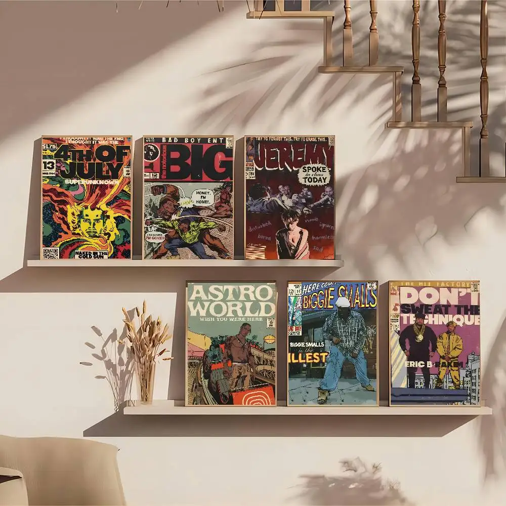 1 قطعة Weeknd الهزلي Nwa ترافيس سكوت المشارك لزجة جدار الفن الطباعة مقاوم للماء غرفة المعيشة المنزلي غرفة نوم بار ديكور جمالي