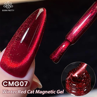 BORN PRETTY 10ml Dark Red Cat Magnetic Gel Nail Polish for Winter Nails DIY Jelly Glass Silver-Light Varnis Semi Permanent