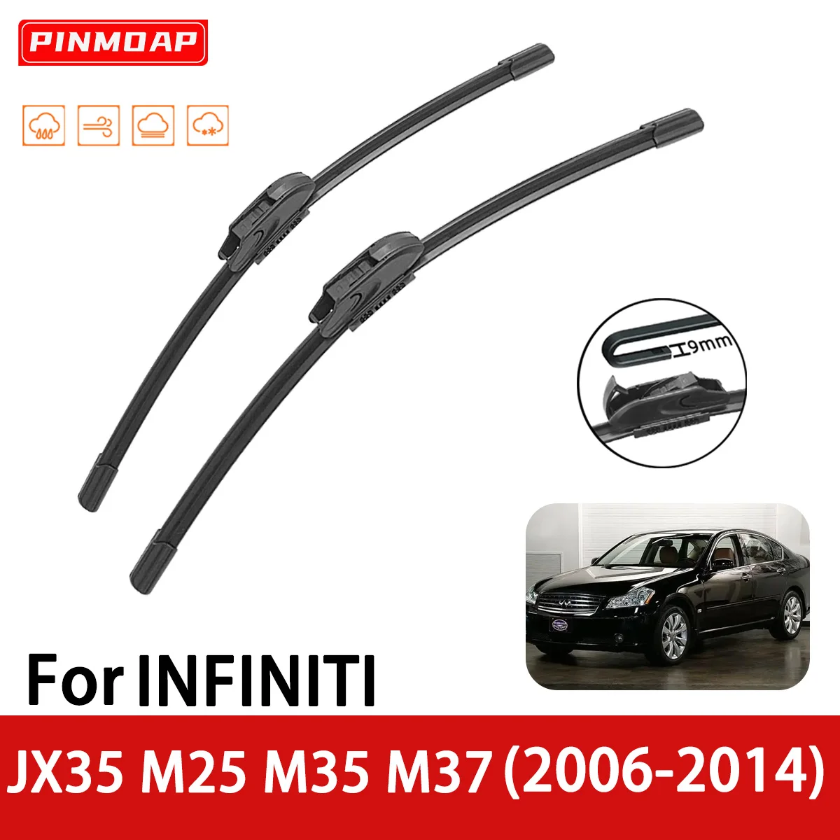 

Car Wipers Rubber for INFINITI JX35 M25 M35 M37 Front Blade Brushes Cutter Parts Accessories Windscreen Wipers Wear Parts
