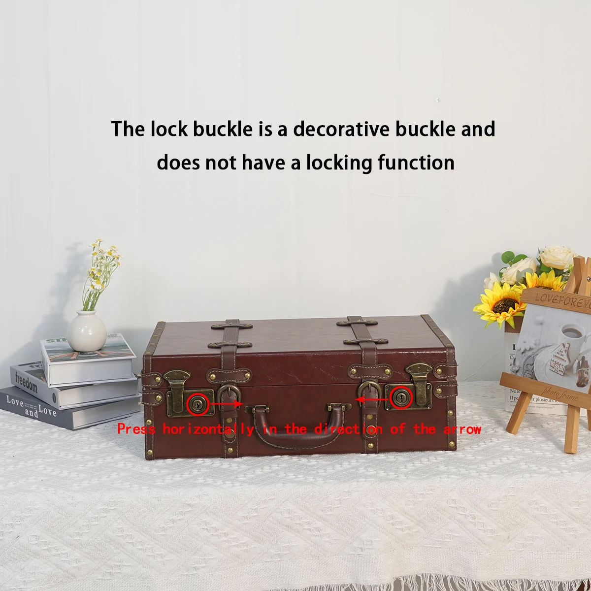 صندوق تخزين السفر الجلدي الأوروبي البريطاني العتيق، أمتعة مستطيلة خشبية كلاسيكية متعددة الوظائف #2