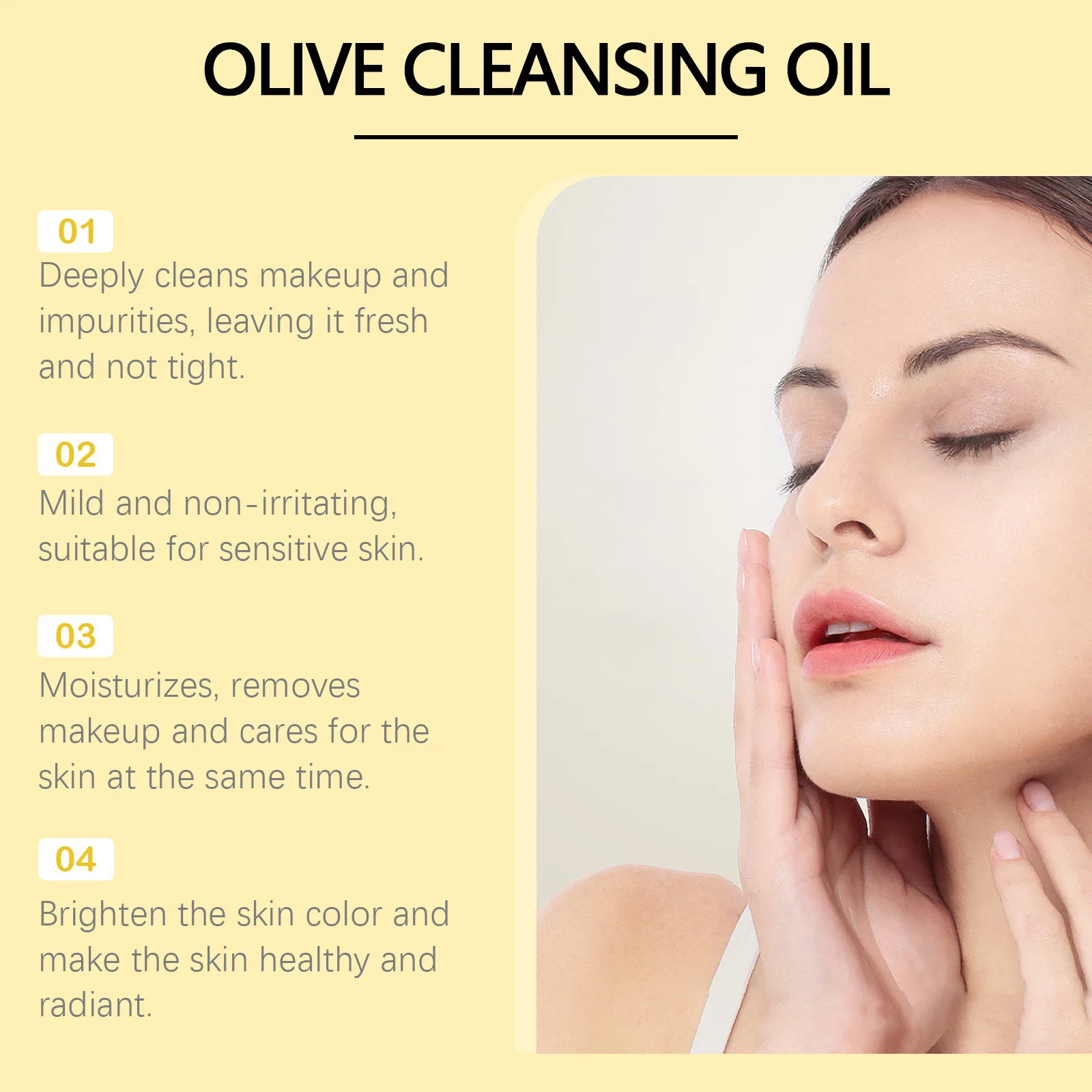 OUHOE Gentle Olive Cleansing Oil, Nourishing & Moisturizing, Effectively Removes Makeup & Impurities, For Face & Lips