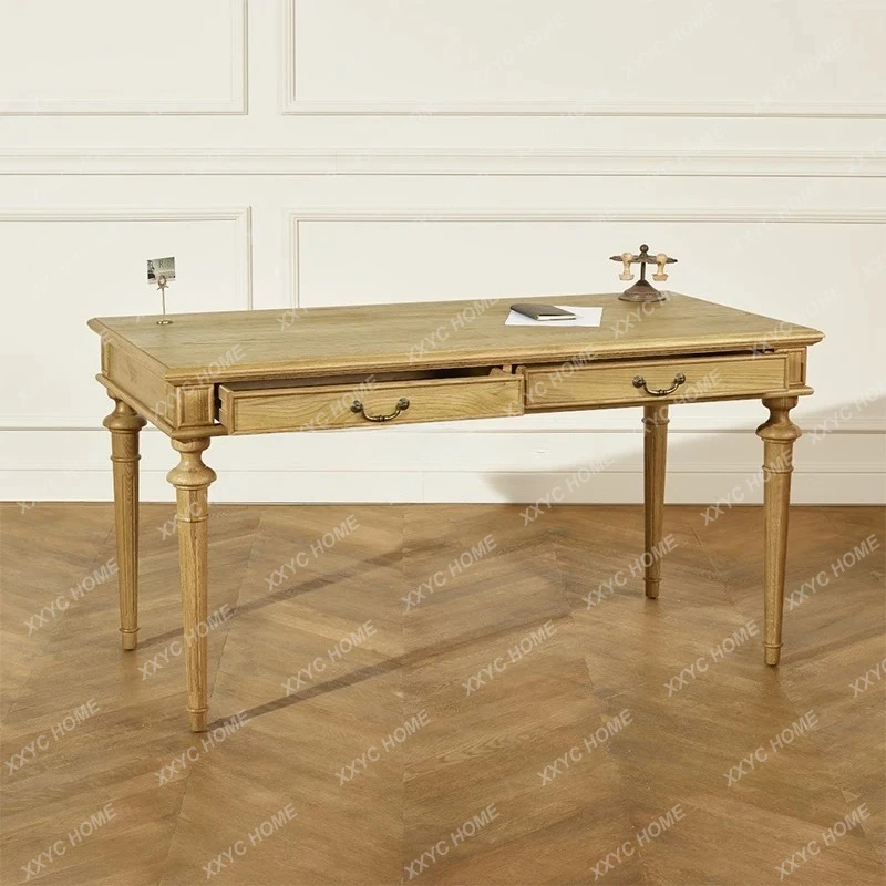 

Американский стол из цельного дерева, студенческий дом с выдвижными ящиками, дубовый офисный компьютерный стол