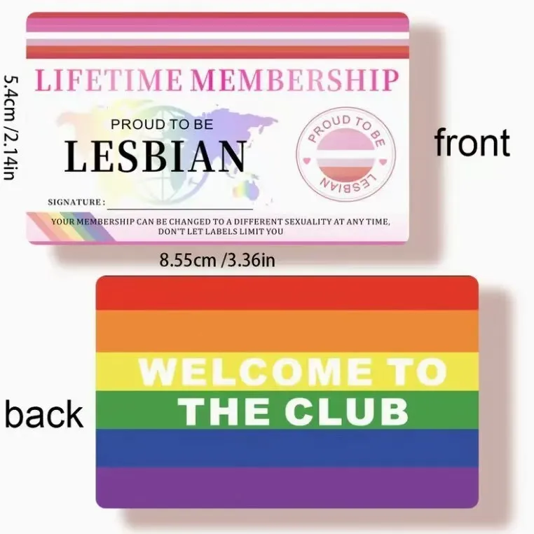 Gay Lifetime-Mitgliedskarte, PVC-Karte, ohne Aufkleber, doppelseitiges Traum-Thema mit Regenbogenstreifenmuster, mit glänzender Oberfläche – Detail 9