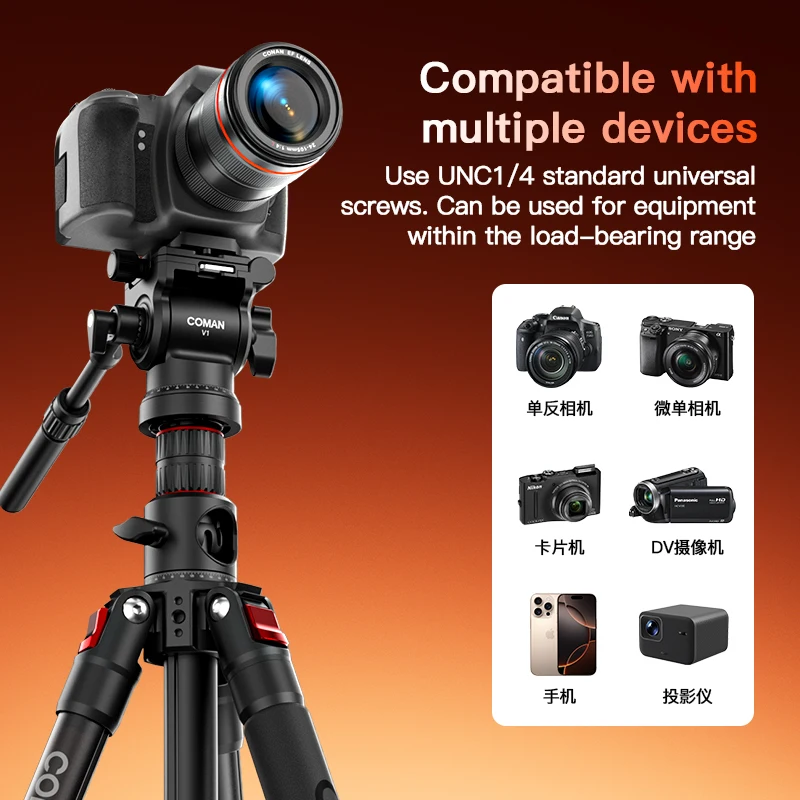 COMAN KX3939 Mini V1 Aluminum Monopod 1810mm Height Adjustable