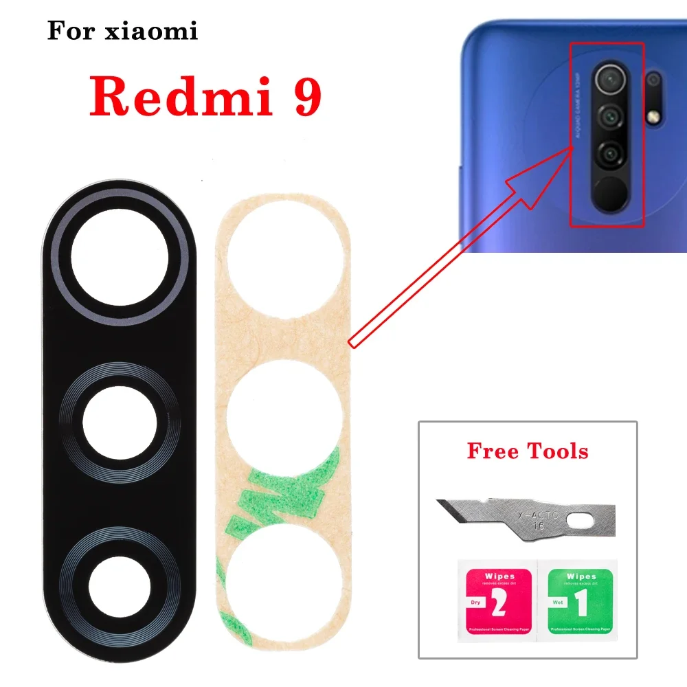 

Pop 1set New Rear Camera Glass Lens + Adhesive Sticker For Xiaomi Redmi 9 Back Camera Glass Lens With Repair Tools