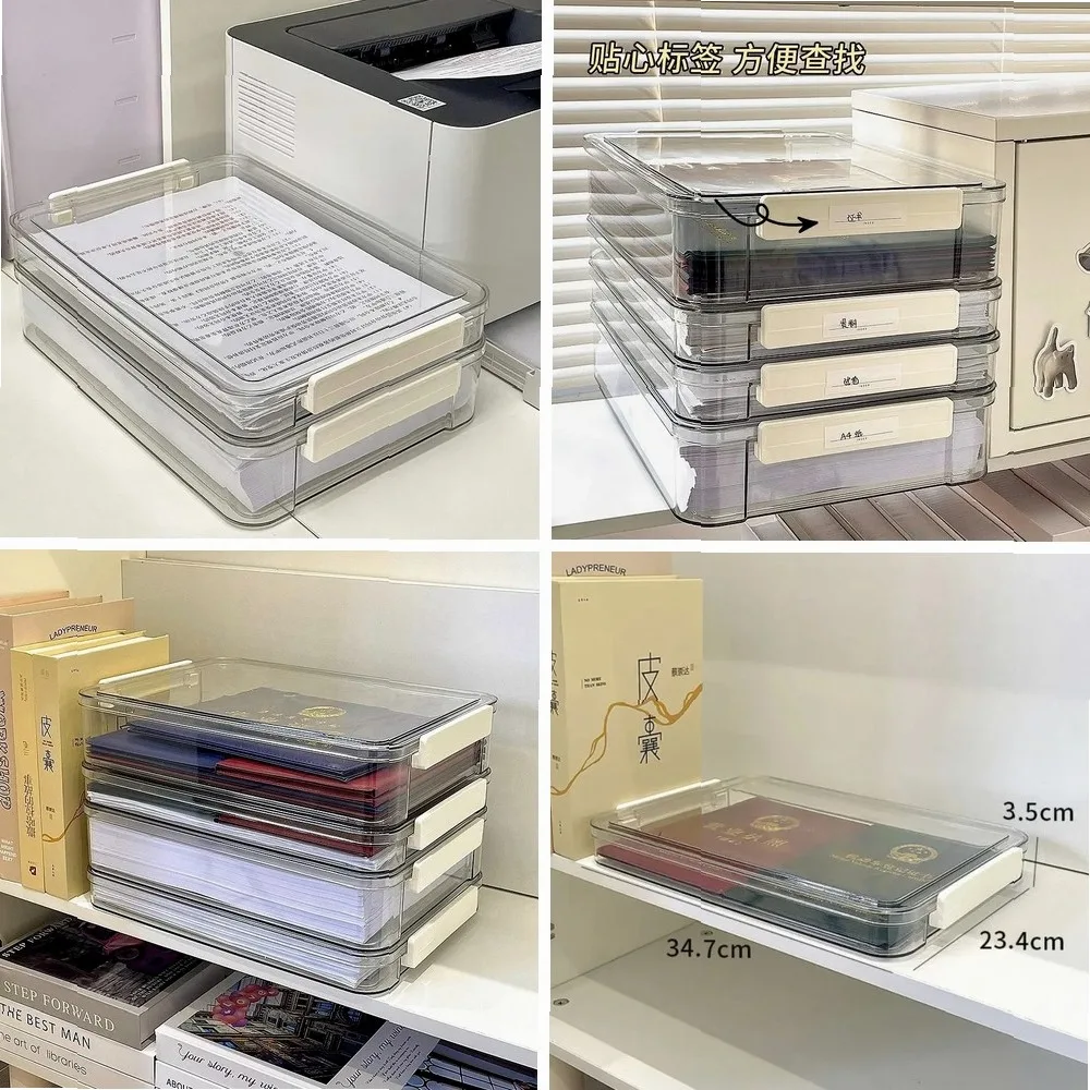 

Large Capacity Transparent Plastic Desktop Storage Box, Clear Organizer for Home Office Supplies