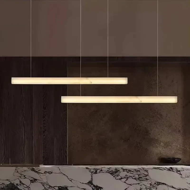 Modern Natural Marble Chandelier Living Room Dining Room Long Island Alabaster Lighting Pure Copper Chandelier Home Decoration