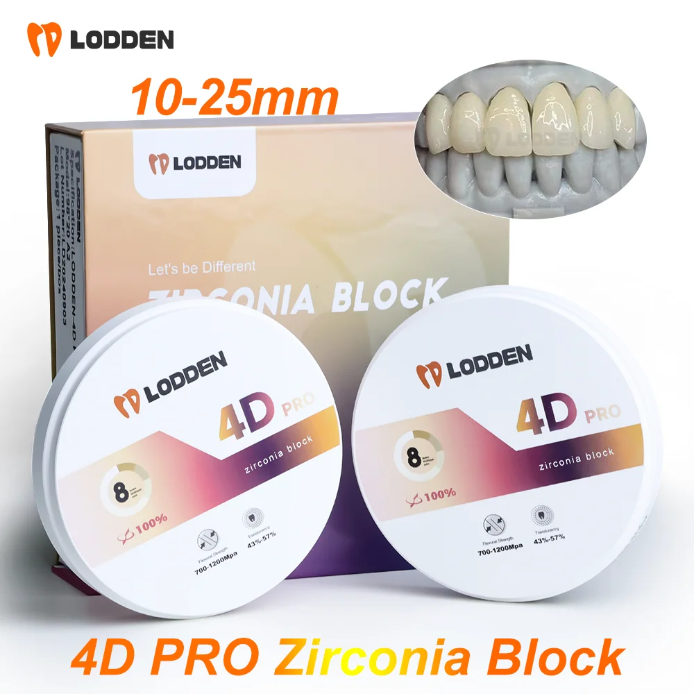 Lodden Dental Zirconia Block 4D Pro 98x10-25mm Multilayer Zirconia Disc Dental Lab CAD CAM Open System Material