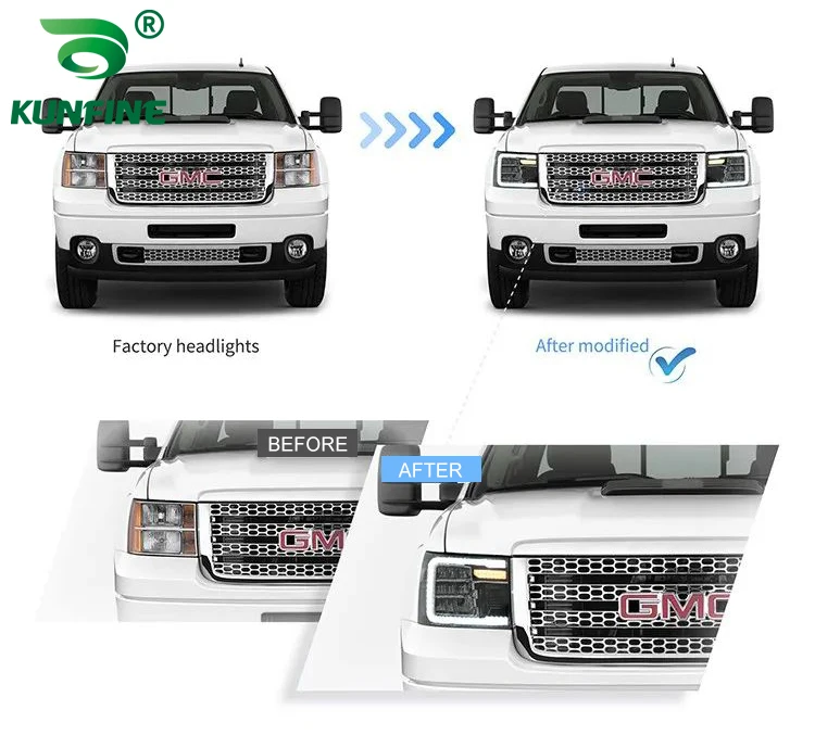 

Pair of Car Styling Car Headlight Assembly For GMC Sierra 2007-2013 LED Head Lamp Car Tuning Light Parts Plug And Play