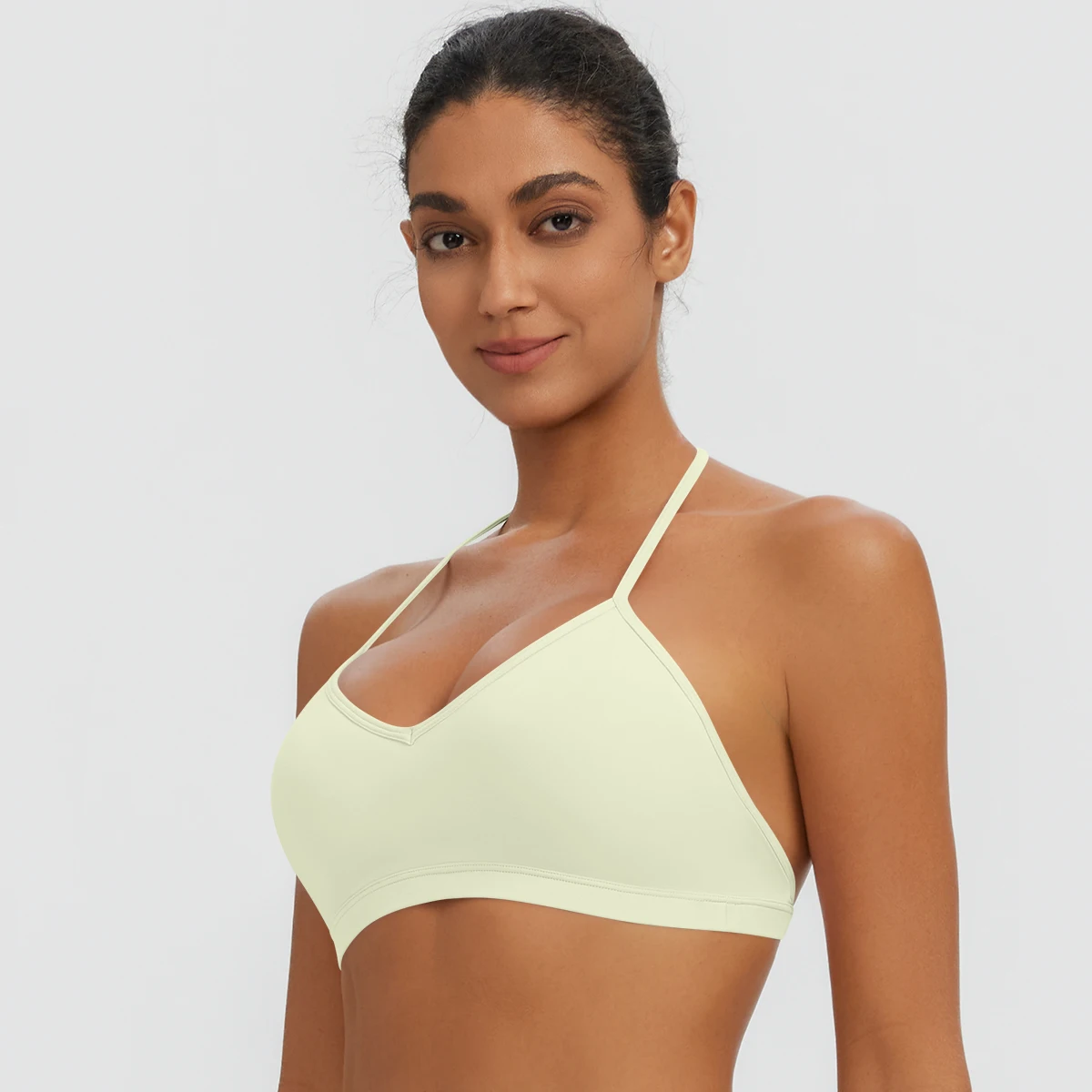 Damen-Sommer-Tanktops, einfarbig, mit Raffung, Yoga-BH, sexy, schöner Rücken, dünne Schulterträger, Sport-BH, Fitness-BH, Lauf-BH – Detail 28