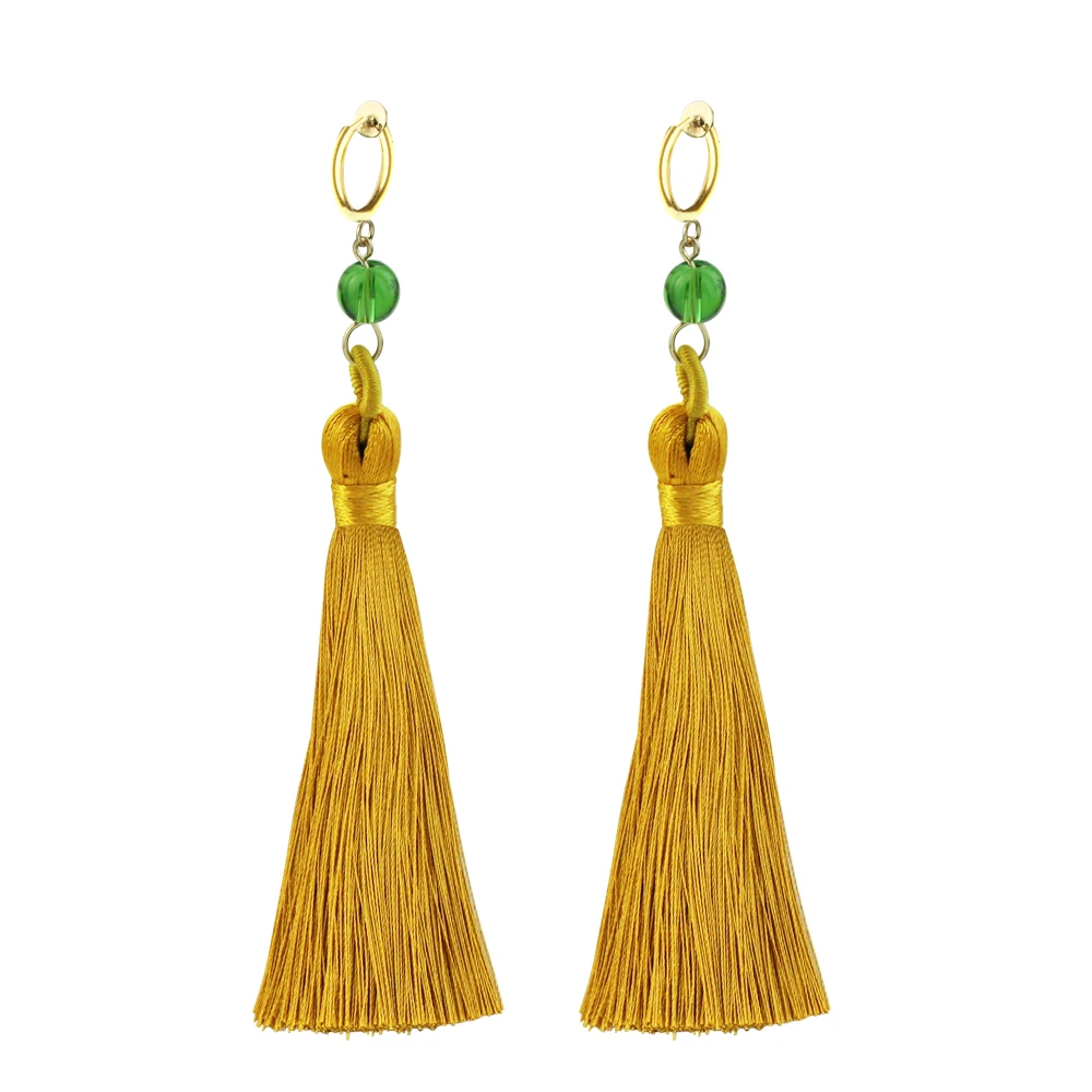 Anime Akatsuki No Yona Princess Earrings Yona of the Dawn Haku Green Beads Tassel Earrings Cosplay Jewelry Props For Women