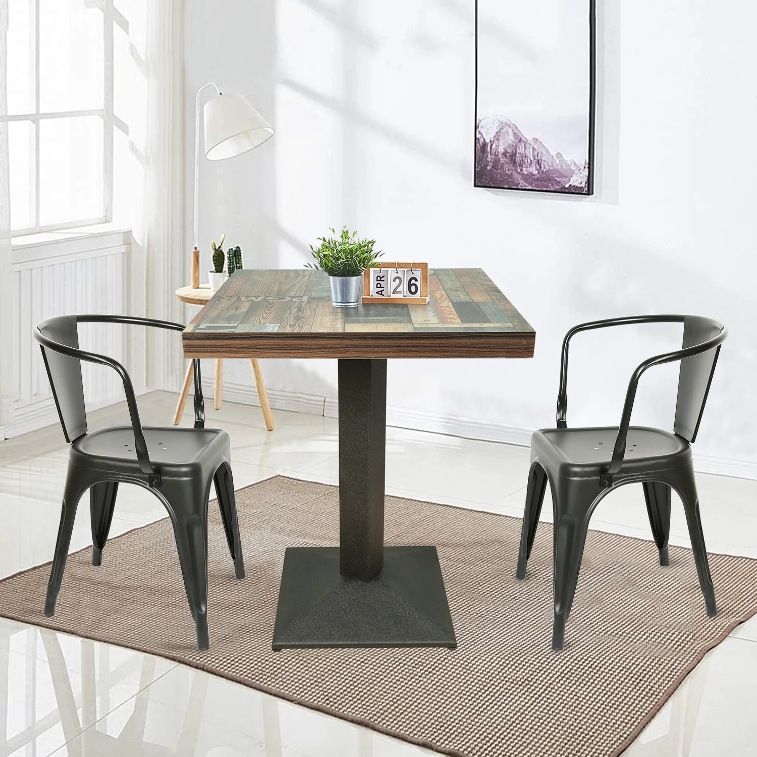 Afbeelding 5: Hoge keukentafel, industriële stijl vierkante bartafel hoogte 75cm hoge bistrotafel veelzijdige poten voor restaurants, keukens