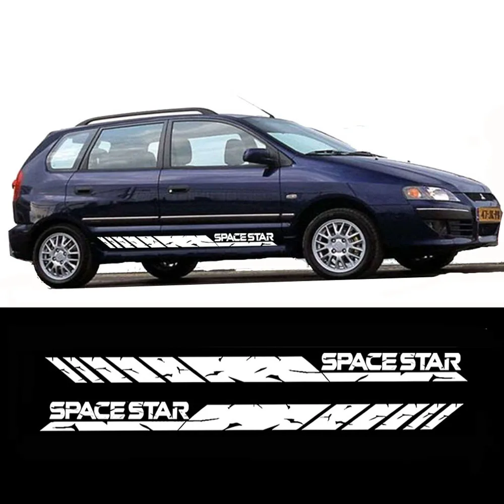 Car Styling For Mitsubishi Space Star Vinyl Car Decal Sticker Graphics Kit Sport Side Door auto accessories 2pcs