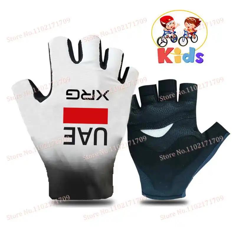 أطفال 2025 الإمارات العربية المتحدة فريق قفازات ركوب الدراجات نصف اصبع الأطفال الطريق دراجة قفازات تشغيل اللياقة البدنية رياضة ركوب دراجة قفازات الجبلية القفازات