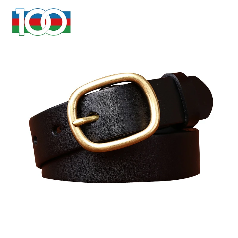 

Women's belt light luxury minimalist brass pin buckle women's belt fashion trend net red leather belt with the same style