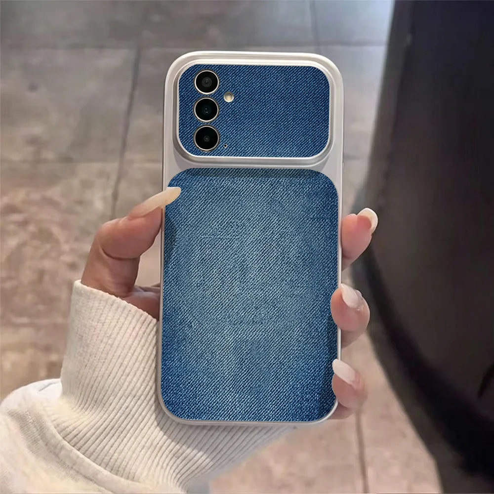 Retro Blue Denim PU Leather Phone Case For Samsung A57 A27 A37 A07 A17 A55 A56 S26 Ultra S25 FE Plus S24 A26 A36 A16 Soft Cover