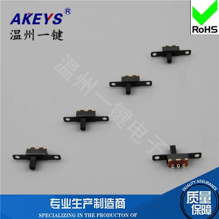 10Pcs SS-12F34 1P2T 2-Gear Flip Switch Without Fixed Pin 3-Pin Vertical Sliding Switch Handle Height 6mm