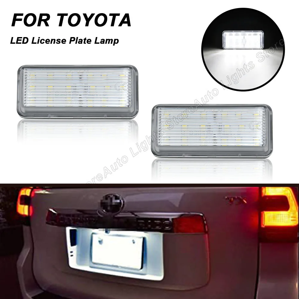 For Lexus LX470 LX570 GX470 For Toyota J100 J120 J200 Land Cruiser Reiz 4D Mark X 2PCS LED License Plate Lamps Number Lights