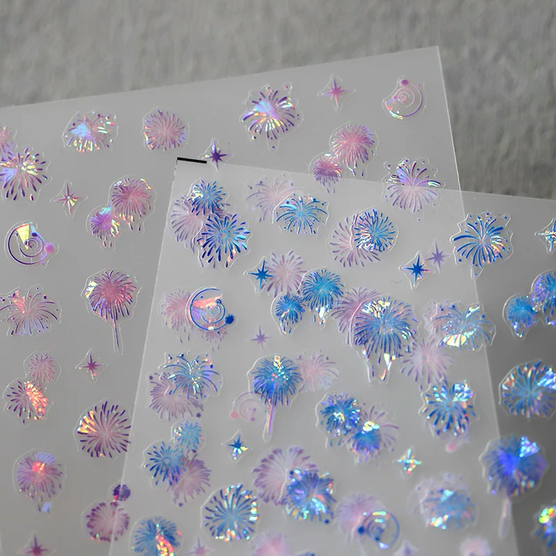 Sparkle Shell Light Laser Colorful Fireworks Starlight Adhesive Nail Art Stickers Decals Manicure Ornaments Accessories