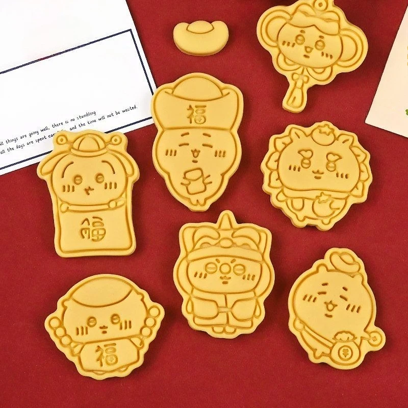 Anime Cartoon Kawaii Chiikawa Biscuit Hand Mould Not Resistant To High Temperature Plastic Joyous Sense of Atmosphere Push Type
