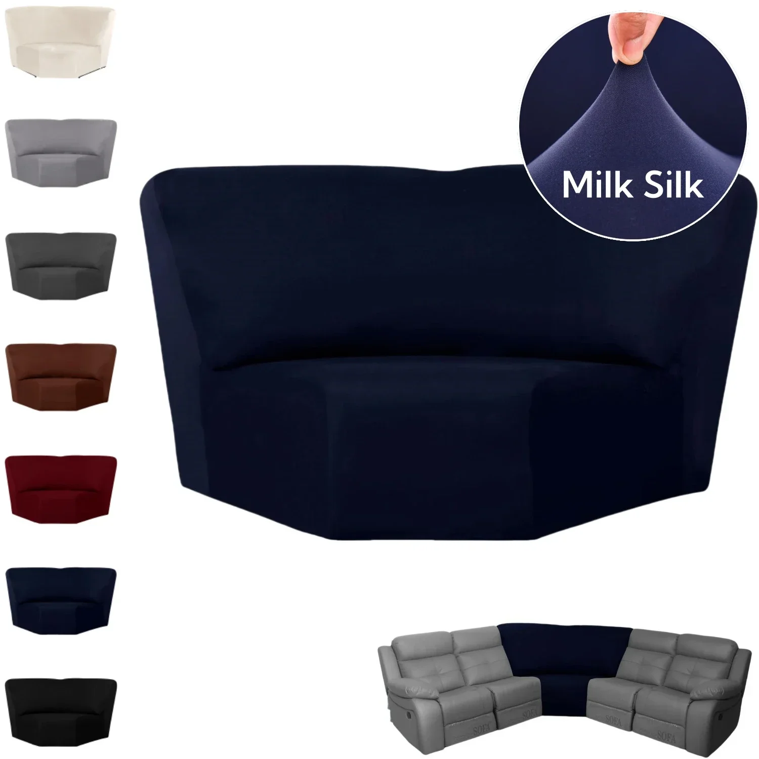 Milk Silk Corner Sofa Cover Stretch Corner Couch Cover Furniture Protector for Sectional Recliner Sofa L Shape Sofa