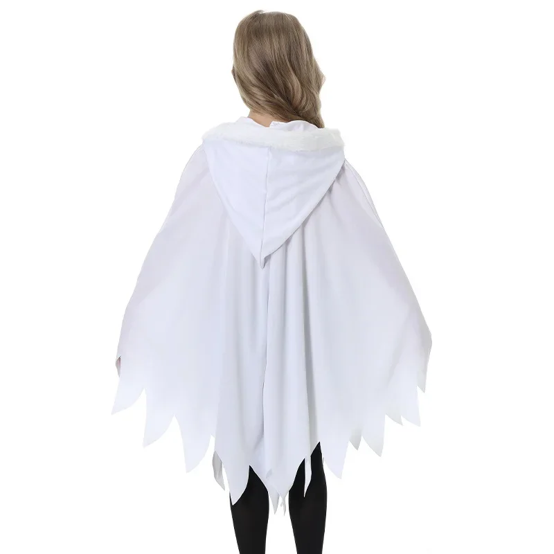 Fantasia de Halloween Cosplay pour Enfants, Blanc, Noir, Fantôme Shoous, Cape Visage Shoous, Châle, Costume d'Hillage de ix