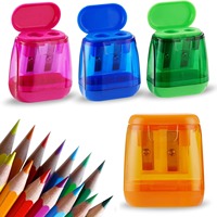 2-10 PCS Dual-Hole Colorful Pencil Sharpener Transparent Manual Pencil Sharpener for Students HB Sharpeners Sketching Supplies