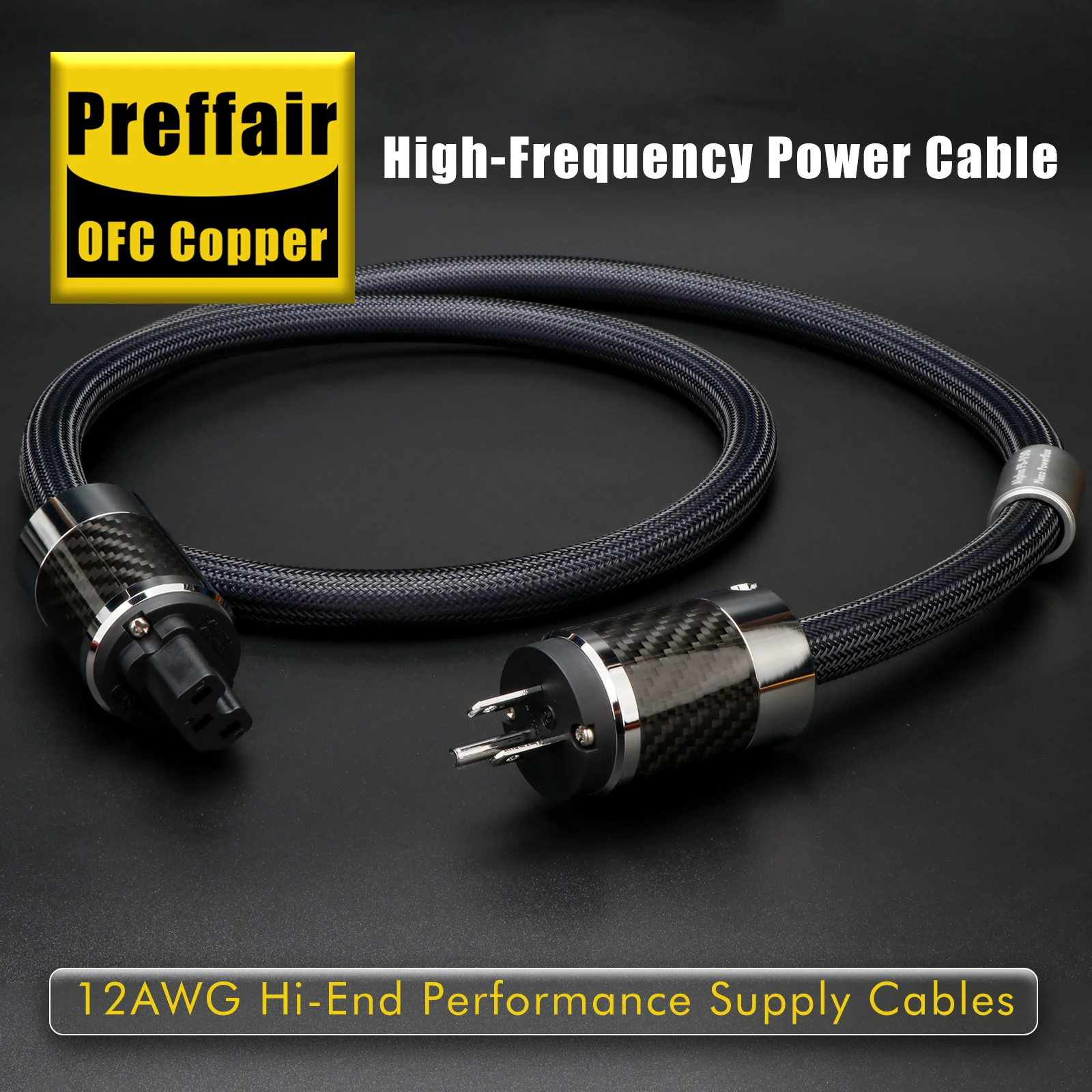 Preffair hifi كابل الطاقة 7N OCC & OFFC كابل الصوت الراقية الاتحاد الأفريقي/الاتحاد الأوروبي/الولايات المتحدة ألياف الكربون المكونات الروديوم مطلي المكونات سلك الطاقة