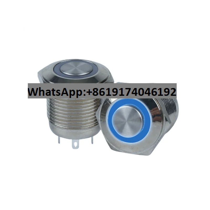 30PCS 22Mm Self-Reset Metal Pushbutton Switch Light Emitting Diode with Ring Light Pushbutton Switch