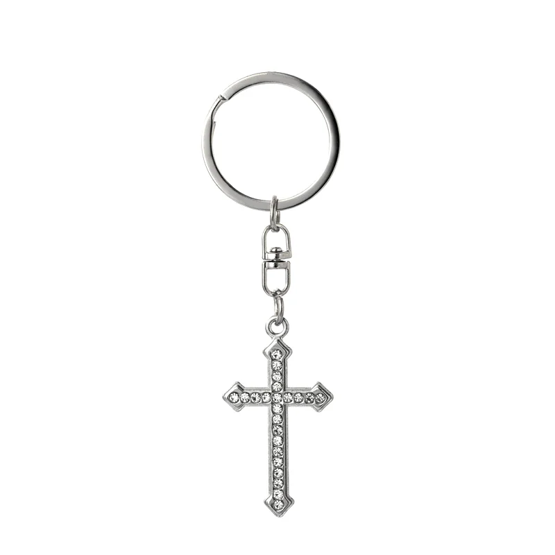 بسيطة الماس الصليب حلقة رئيسية خمر القوطي الصليب سيارة المفاتيح للنساء الرجال رائعة على ظهره اكسسوارات الديكور الهدايا