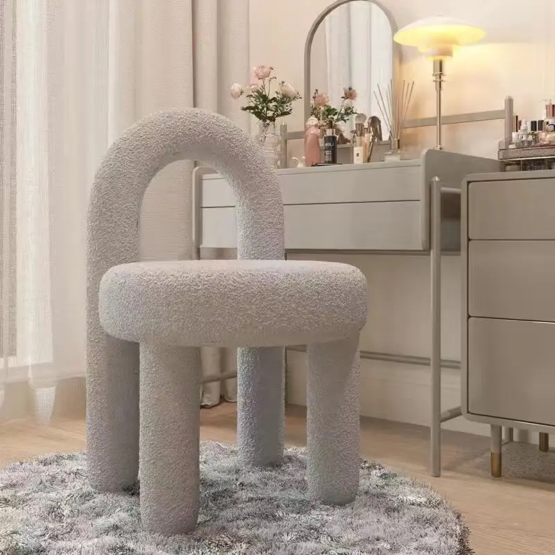 Modern Simple Vanity Chair Make Up Stool Nordic Living Room Bedroom Chairs Fabric Single Stool Home Office Leisure Seat