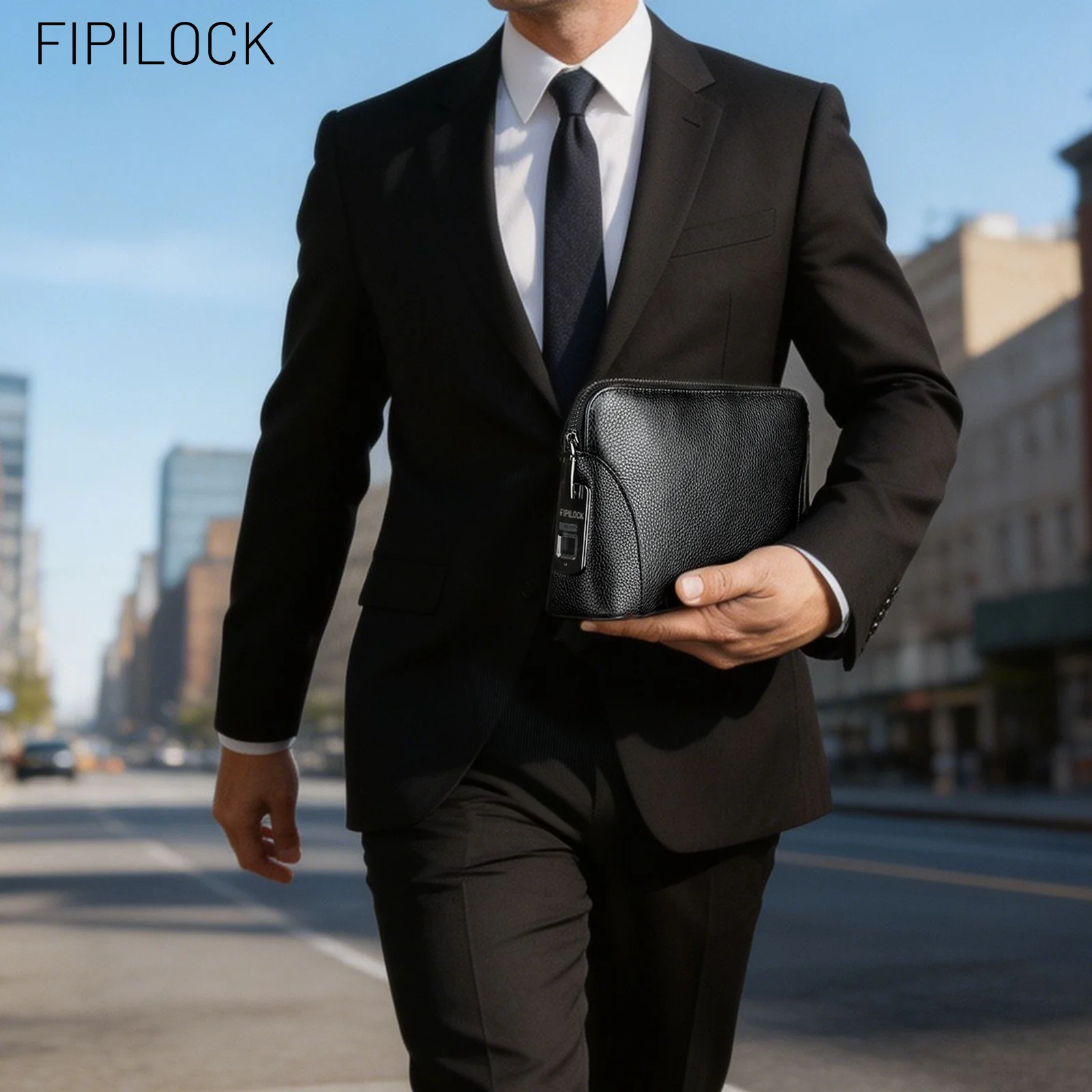 FIPILOCK Mens Fashion Casual Clutch Bag for Women Business Travel with Smart Fingerprint Unlock Large Capacity Card Holder view 6