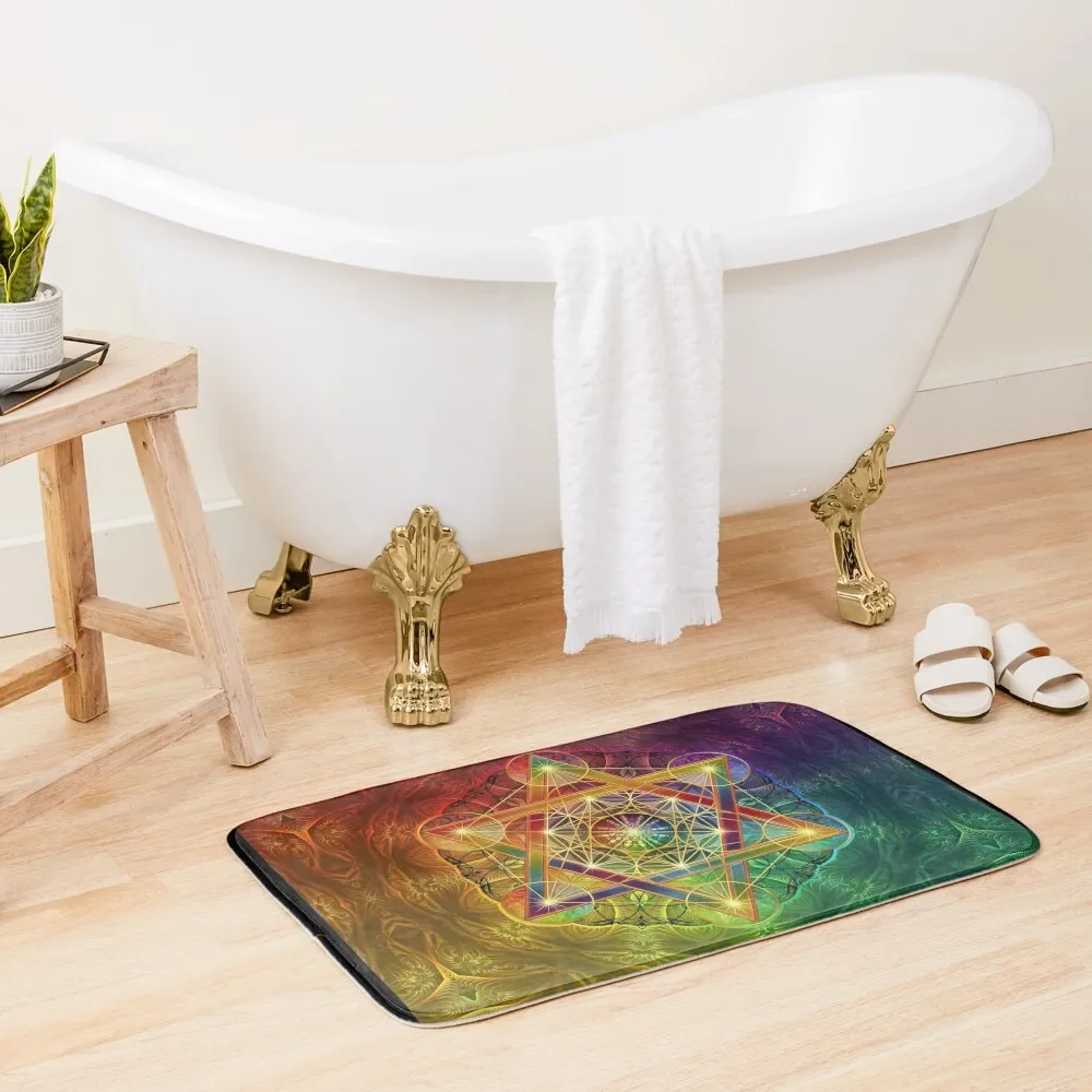 

Metatron's Cube with Merkabah and Flower of Life Bath Mat Slip-Resistant Non-Slip Bathroom Carpets For Bathroom Mat