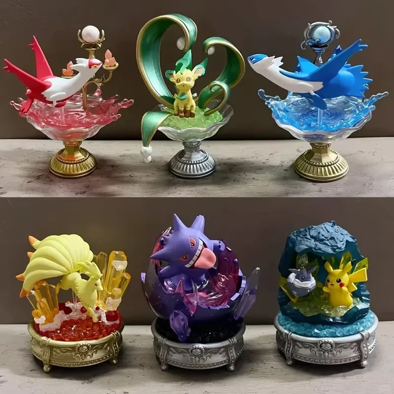 إعادة تعييل جديد حار بوكيمون معجزة غامضة من الأحجار الكريمة المتلألئة مصغرة المشهد نموذج لعبة عصرية جمع عمل نموذج الهدايا